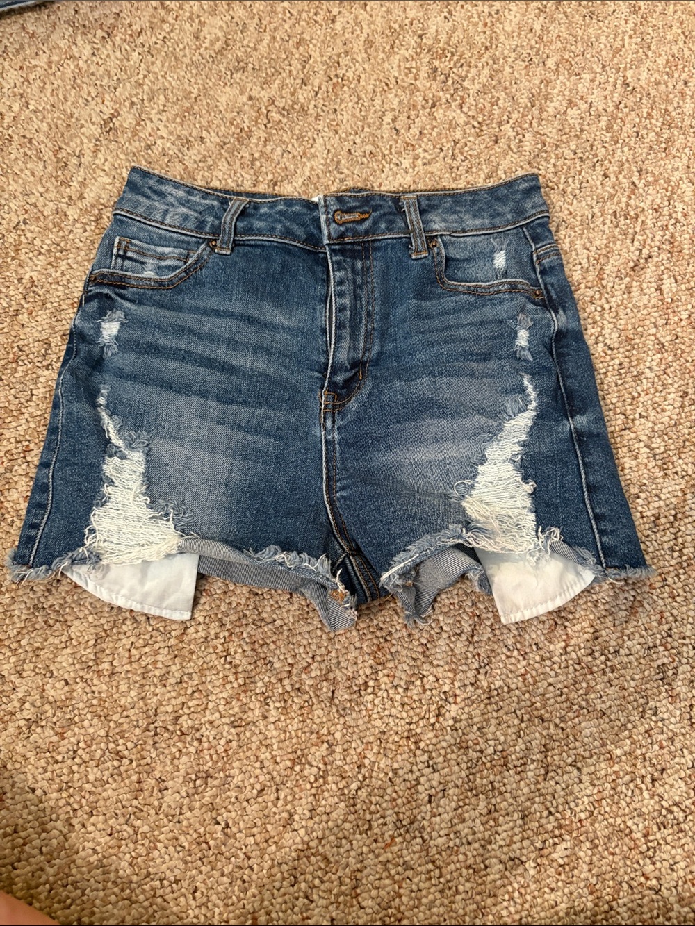 Wax Jean Distressed Blue Denim Cutoff Shorts